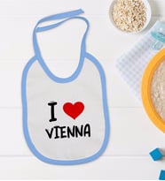 BK Kids I Love Vienna Tasarımlı Mavi Bebek Mama Önlüğü - Model 1
