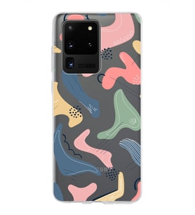 Samsung Galaxy S20 Ultra Kapak Abstract Tasarımlı Şeffaf Silikon Kılıf