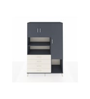 Hyperion Dolap 8 Raflı 4 Çekmeceli 3 Kapaklı 132x44x195 Antrasit-Antrasit/Aytaşı