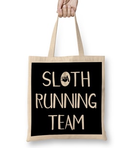 Sloth Lovers Funny Sloth Running Team Bez Çanta Uzun Saplı