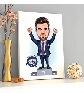 Bir Numara Erkek Karikatürlü Kanvas Tablo