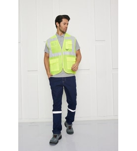 Orange Safety Mühendis Tipi Fileli İkaz Yeleği