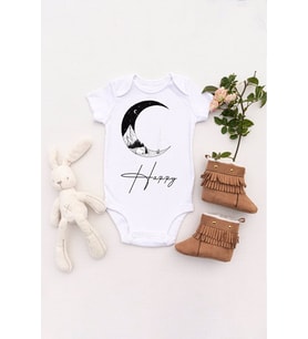 Unisex Bebek Happy Baskılı Body Zıbın