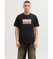 JACK JONES Erkek Kabartma Yazı Desenli Tişört 12289863 (Siyah)