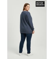 Kadın Büyük Beden CHEF Baskılı Bisilet Yaka İnce Sweatshirt SPR26BSWK956-4