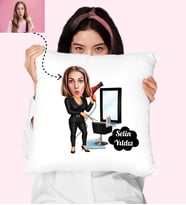 Karikatürlü Kuaför Kişiye Özel Yastık