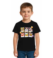 Unisex Disney Baskılı Çocuk Tişört pamuklu penye kumaş (Siyah)