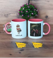 Baykuş Kupa Bardak Pembe Fotoğraflı