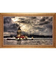 EV İŞYERİ OFİS İÇİN ALTIN ÇERÇEVELİ PASPARTULU TABLO S198