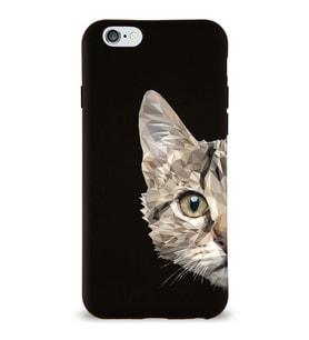 Apple iPhone 6 S Uyumlu Lansman Kılıf Catface Tasarımlı Altı Kapalı İçi Kadife Kaplı Silikon Kapak (Şeffaf)