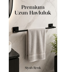 47 cm Siyah Uzun Premium Havluluk Banyo Lavabo Askılığı