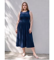LCW Curve Lacivert Büyük Beden Pileli Elbise