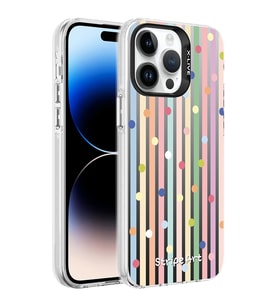 Apple iPhone 14 Pro Max Kılıf Desenli Zore Silver Sert Kılıf Noktalar