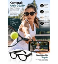Kameralı Smart Gözlük Akıllı Güneş Gözlüğü Siyah Teknolojik Tasarım sporcu gözlüğü