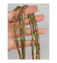 Bileklik Boy Unakit Taşı Silindir Kesim 4x12.5mm Yarım Dizi (49370) (18CM UZUNLUĞUNDADIR)