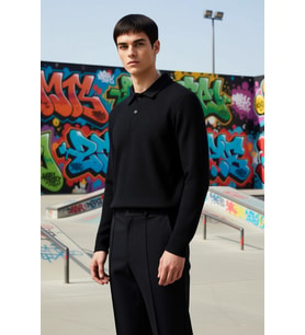Erkek Polo Yaka Uzun Kol Relaxed Fit %100 Pamuk Sweatshirt Fonksiyonel Dayanıklı Kaliteli Şık