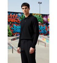 Erkek Polo Yaka Uzun Kol Relaxed Fit %100 Pamuk Sweatshirt Fonksiyonel Dayanıklı Kaliteli Şık