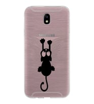 Samsung Galaxy J7 Pro Kapak Mandala Kedi Tasarımlı Şeffaf Silikon Kılıf