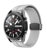 Samsung Galaxy Watch 3 45mm Gear S3 46mm Kordon Magnetli Ayarlanır Silikon Kordo (Gri)