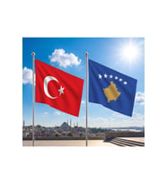 Kosova Bayrağı ve Alpaka Kumaş Türk Bayrağı 2'li Set 70x105cm