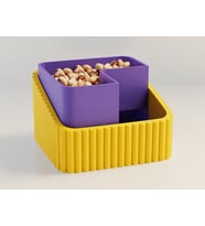 3D Baskı Fıstık Kasesi - Çift Hazneli Kabuk Ayırıcı Sunum Kasesi - Sarı Mor