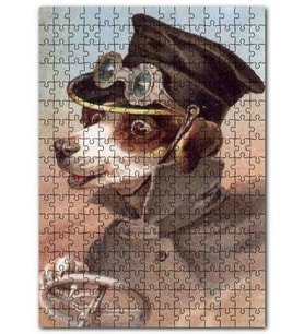 Cakapuzzle Şoför Kıyafetli Sevimli Köpek Puzzle Yapboz MDF (Ahşap) (120 Parça)