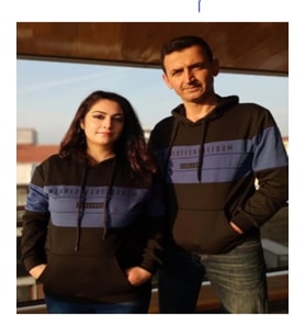 evgili Kombini Kapşonlu Çift Sweatshirt Mavi -Siyah