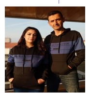 evgili Kombini Kapşonlu Çift Sweatshirt Mavi -Siyah
