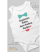 Üzgünüm baba aynı kadına aşığız Sıfır Kollu Bebek Zıbını %100 Pamuk