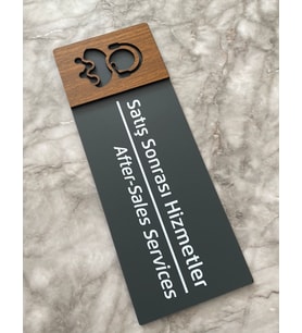 Wooden Serisi Satış Sonrası Hizmetler Kapı Isimliği Yönlendirme Levhası