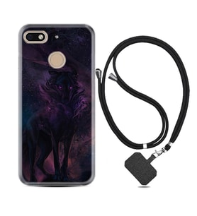 General Mobile GM8 Go GM9 GM20 Pro Plus Kılıf Boyun Askılı Silikon Black Purple Wolf 1791
