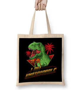 I Am Unstoppable TRex Funny Short Dinosaur Joke Bez Çanta Uzun Saplı