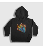 Presmono Unisex Çocuk Siyah Retro Kiss Kapüşonlu Sweatshirt 91651tt