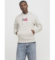 Jack & Jones Erkek Grafik Baskılı Kapüşonlu Sweatshirt - Corp (Beyaz)