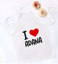 BK Gift I Love Adana Tasarımlı Beyaz Mutfak Önlüğü - Model 1
