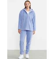 Kapüşonlu Polar Tunik Eşofman Takım - Mavi