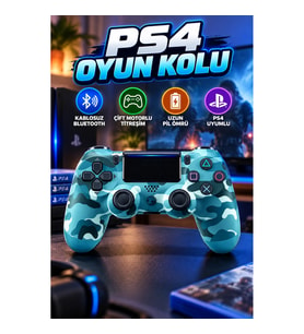 PS4 Kablosuz Oyun Kolu Kamuflaj Desenli Bluetooth Joystick