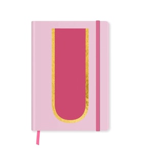 DEFFTER FABOOKS MONOGRAM HARF BASKILI LASTİKLİ SERT KAPAK ÇİZGİLİ DEFTER 168 SYF - U