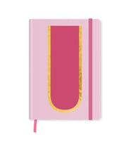 DEFFTER FABOOKS MONOGRAM HARF BASKILI LASTİKLİ SERT KAPAK ÇİZGİLİ DEFTER 168 SYF - U