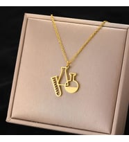 Kişiye Özel 925 Ayar Gümüş Deney Şişeleri Kolye (Gold)