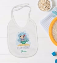 BK Kids Kişiye Özel Küçük Deniz Kızı Tasarımlı Bebek Mama Önlüğü - Model 1