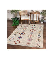 Dijidekor Halı Çok Renkli iskandinav Saçaklı Kaymaz Kesme İnce Yolluk Kilim Salon Halısı Modelleri (Çok Renkli-Multı)