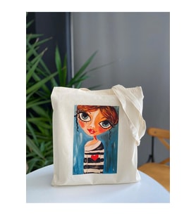 Bez Çanta Dünyası Frida Kahlo Baskılı Ham Bez Çanta