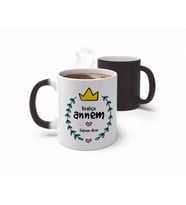 BK Gift Kişiye Özel Kraliçe Annem Tasarımlı Sihirli Kupa Bardak-1 (Beyaz)