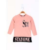 Toontoy Kız Çocuk Stay One Baskılı Tişört (Somon)