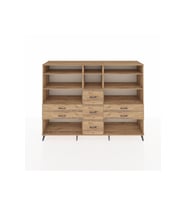 Hyperion Dolap 8 Raflı 7 Çekmeceli  220x44x163 Çam-Çam