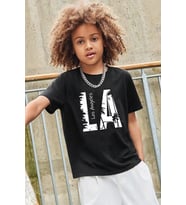 Çocuk Los Angles Baskılı Pamuklu Tshirt (Siyah)