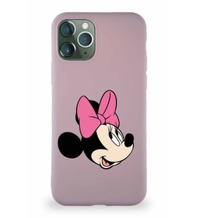Apple iPhone 11 Pro Soft Premier Kapak Minnie Mouse-A Tasarımlı Silikon Kılıf - Pudra (Şeffaf)