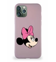 Apple iPhone 11 Pro Soft Premier Kapak Minnie Mouse-A Tasarımlı Silikon Kılıf - Pudra (Şeffaf)