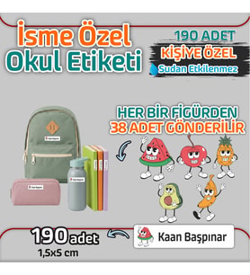 Kapbirhediye Okul Etiketi Isme Özel Kalem Defter Etiketi Meyve Temalı 190 Adet